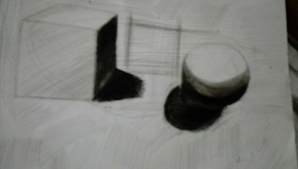 正方体与球体素描