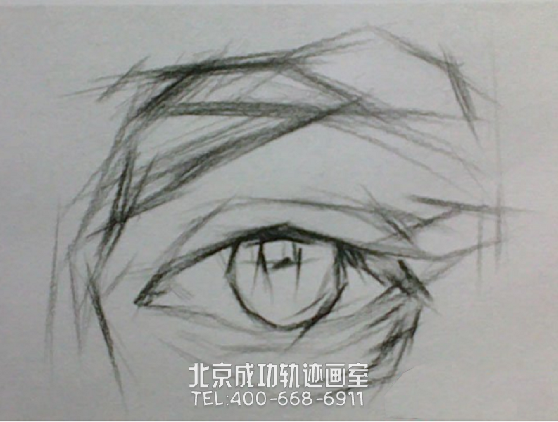 素描教程：男士眼睛素描写生图解教程3