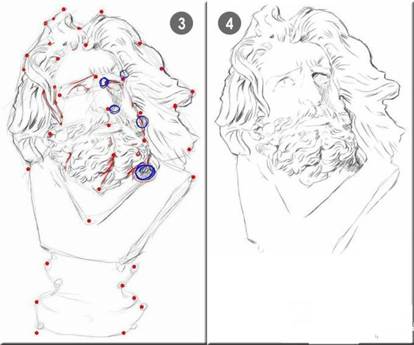 超详细的马赛素描石膏头像步骤