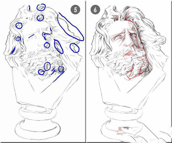 超详细的马赛素描石膏头像步骤