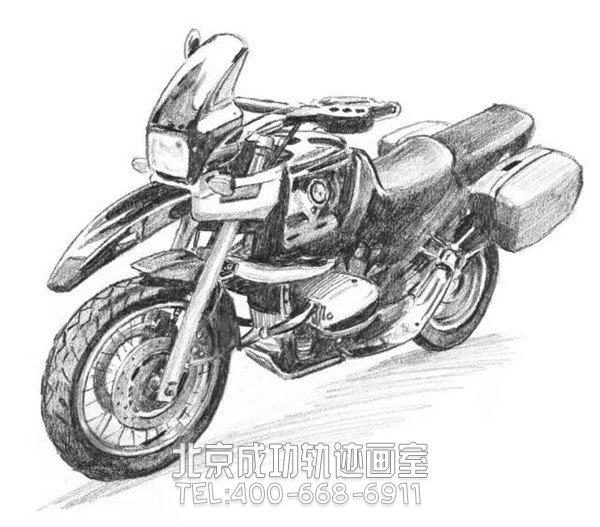 摩托车素描步骤图解